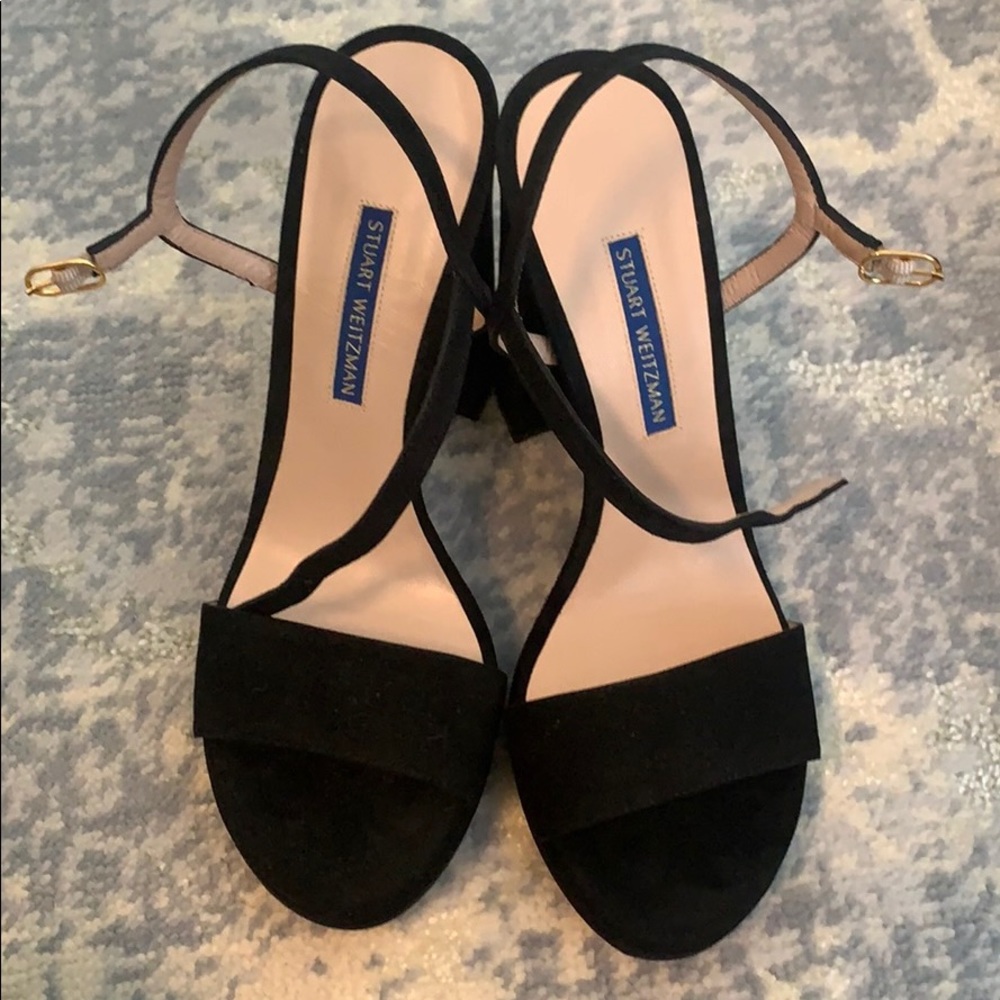 Stuart Weitzman black suede platform sandals!